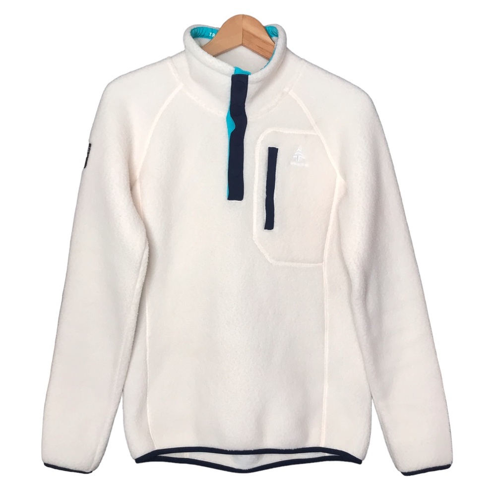 XS Woods Quarter Neck Sherpa Fleece Cream Jacket Pullover Popover Layer
